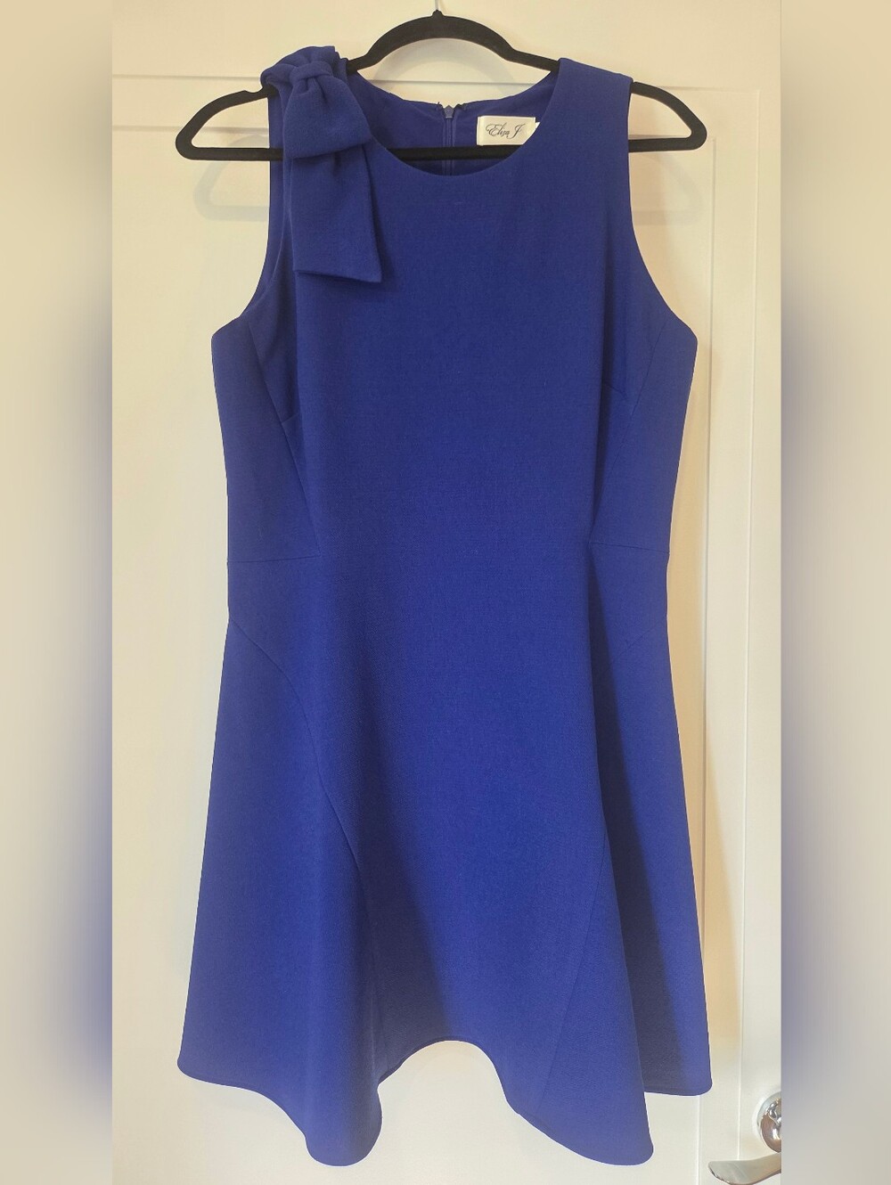 Eliza J Sleeveless Midi Dress in Royal Blue with Shoulder Bow